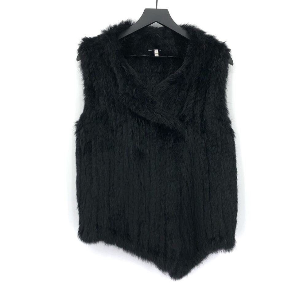 JOIE Andoni Rabbit Fur Vest Black S
